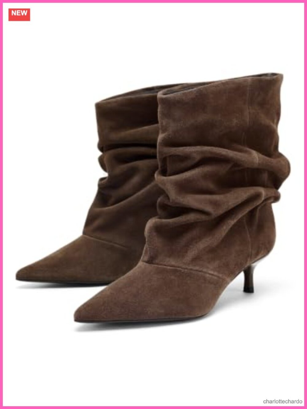 Women's Faux Suede Kitten Heel Slouchy Ankle Booties Pointed Toe